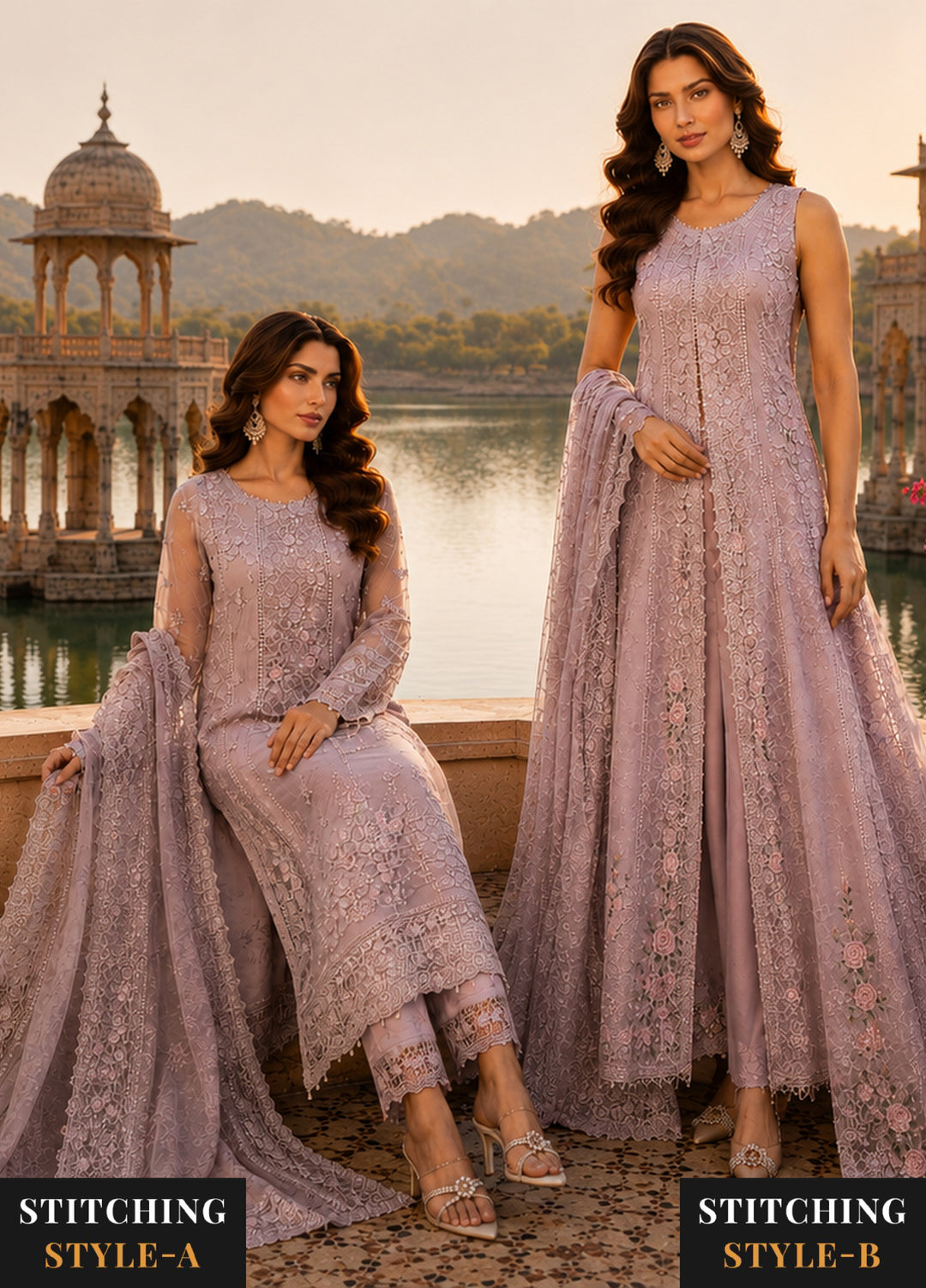 Nooriyah by Saadia Asad Unstitched Embroidered Chiffon 3 Piece Suit SA26UEN D6 - Wedding Collection