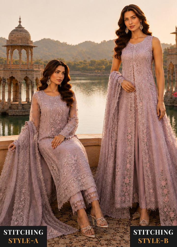 Nooriyah by Saadia Asad Unstitched Embroidered Chiffon 3 Piece Suit SA26UEN D6 - Wedding Collection