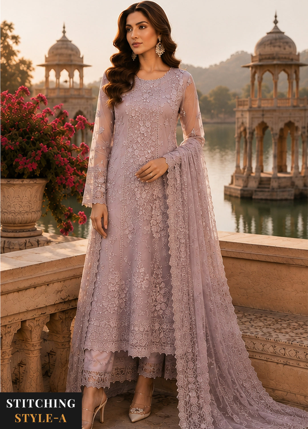 Nooriyah by Saadia Asad Unstitched Embroidered Chiffon 3 Piece Suit SA26UEN D6 - Wedding Collection