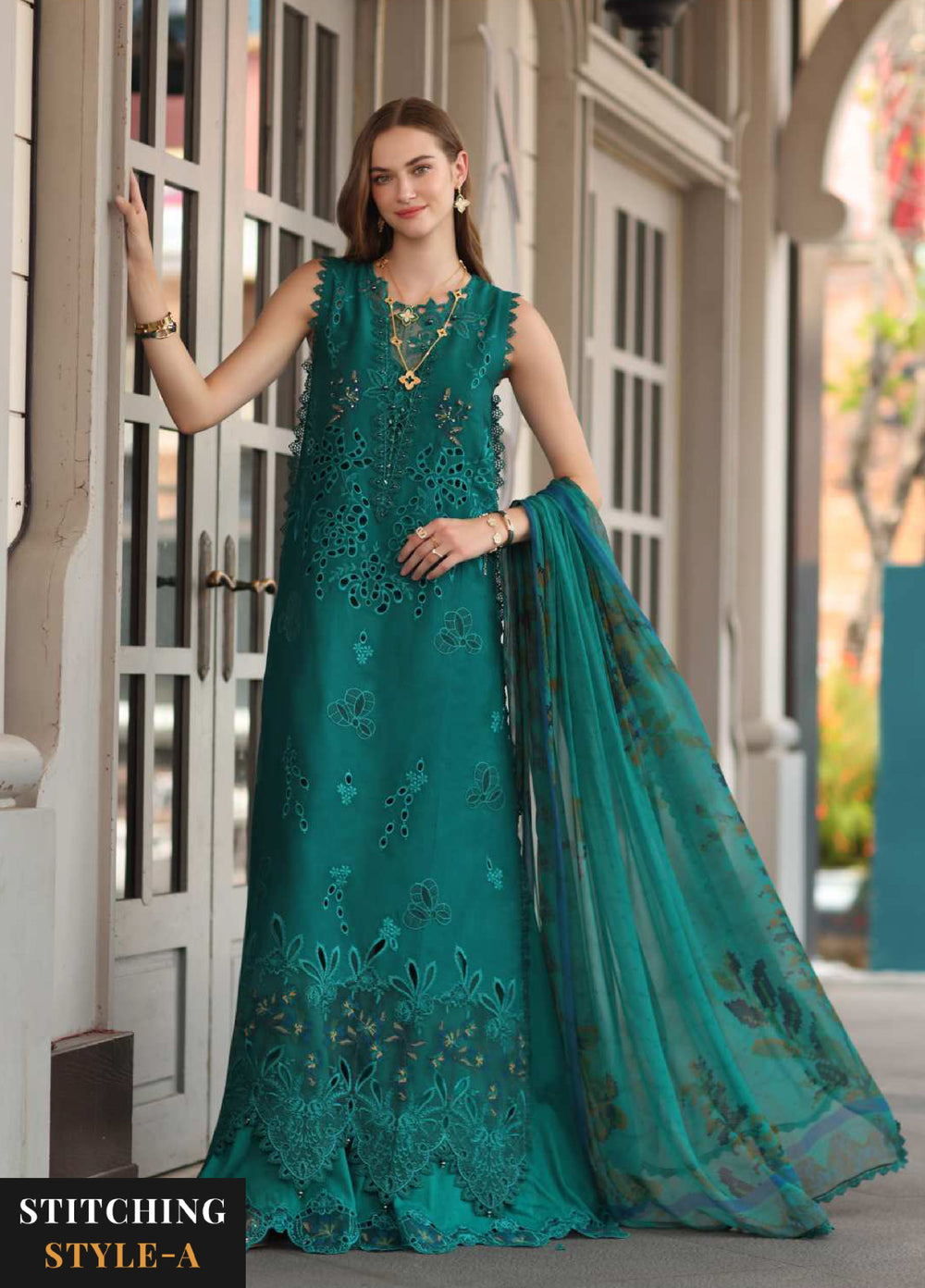 Noor Luxe by Saadia Asad Unstitched Chikankari Embroidered Lawn 3 Piece Suit SA26UNL D-1 TEALINE - Summer Collection