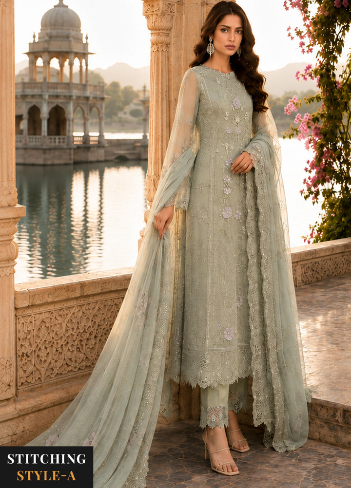 Nooriyah by Saadia Asad Unstitched Embroidered Chiffon 3 Piece Suit SA26UEN D1 - Wedding Collection