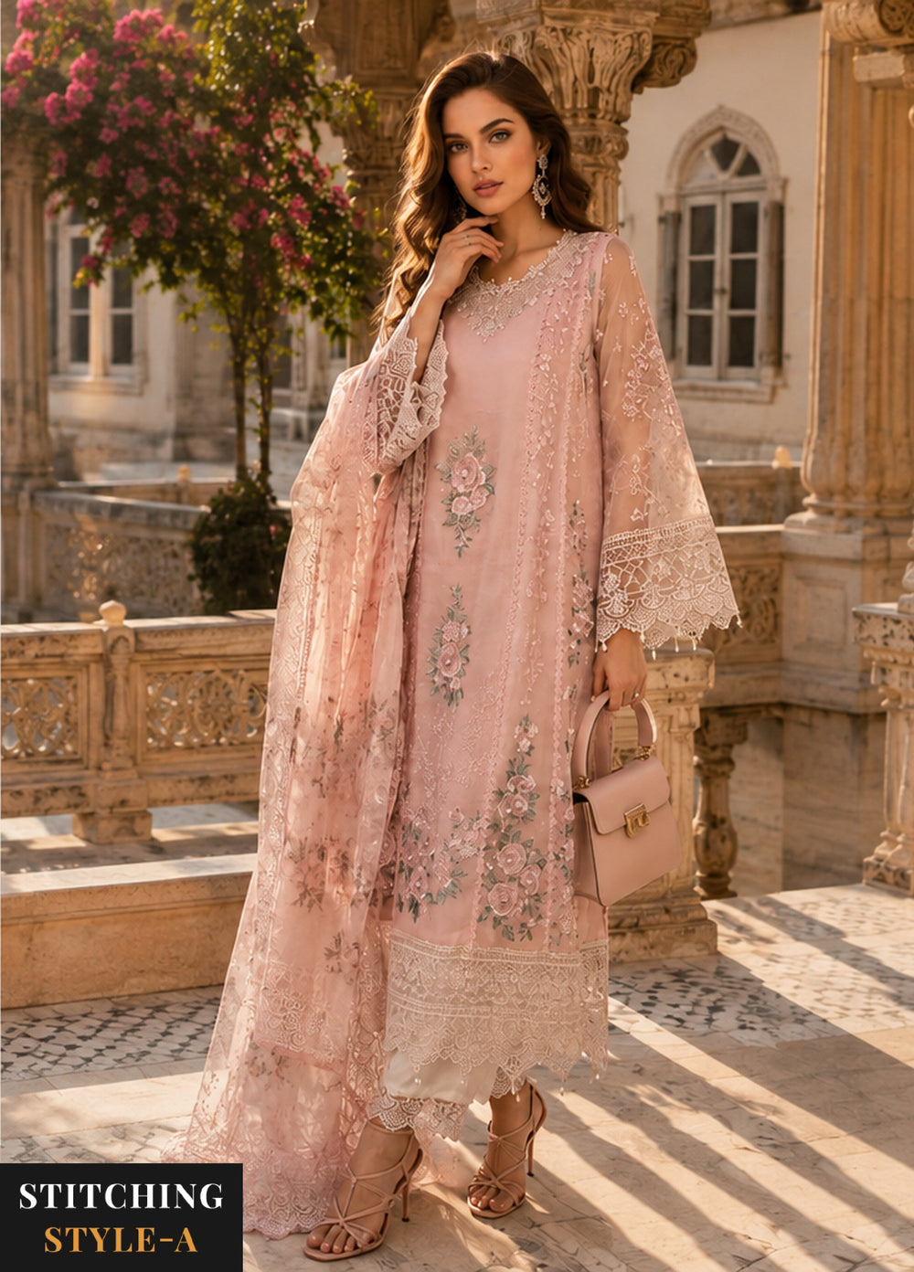 Nooriyah by Saadia Asad Unstitched Embroidered Chiffon 3 Piece Suit SA26UEN D2 - Wedding Collection