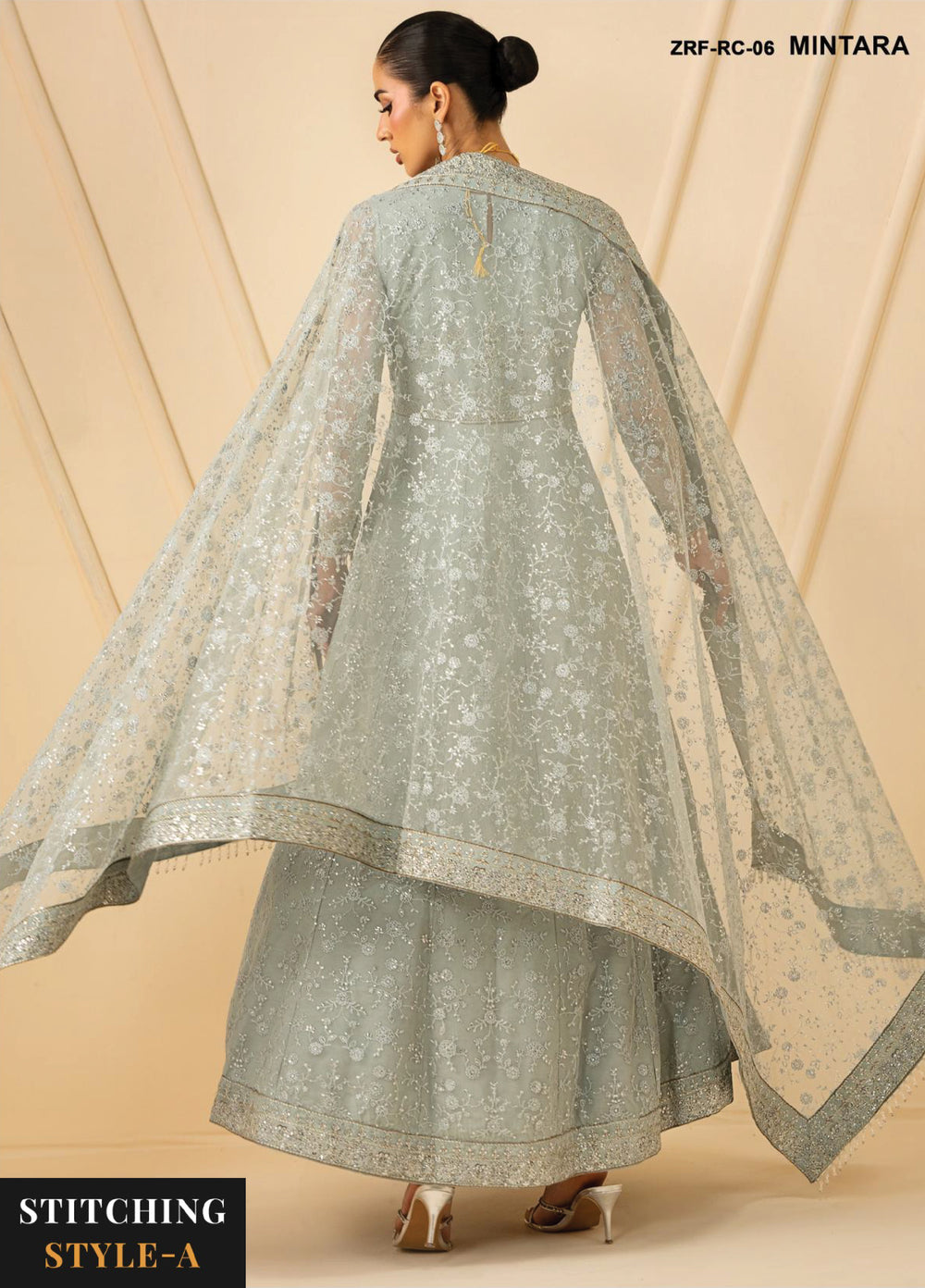 Riwayat by Zarif Unstitched Embroidered Net 3 Piece Suit ZR26URN ZRF-RC-06 MINTARA - Festive Collection