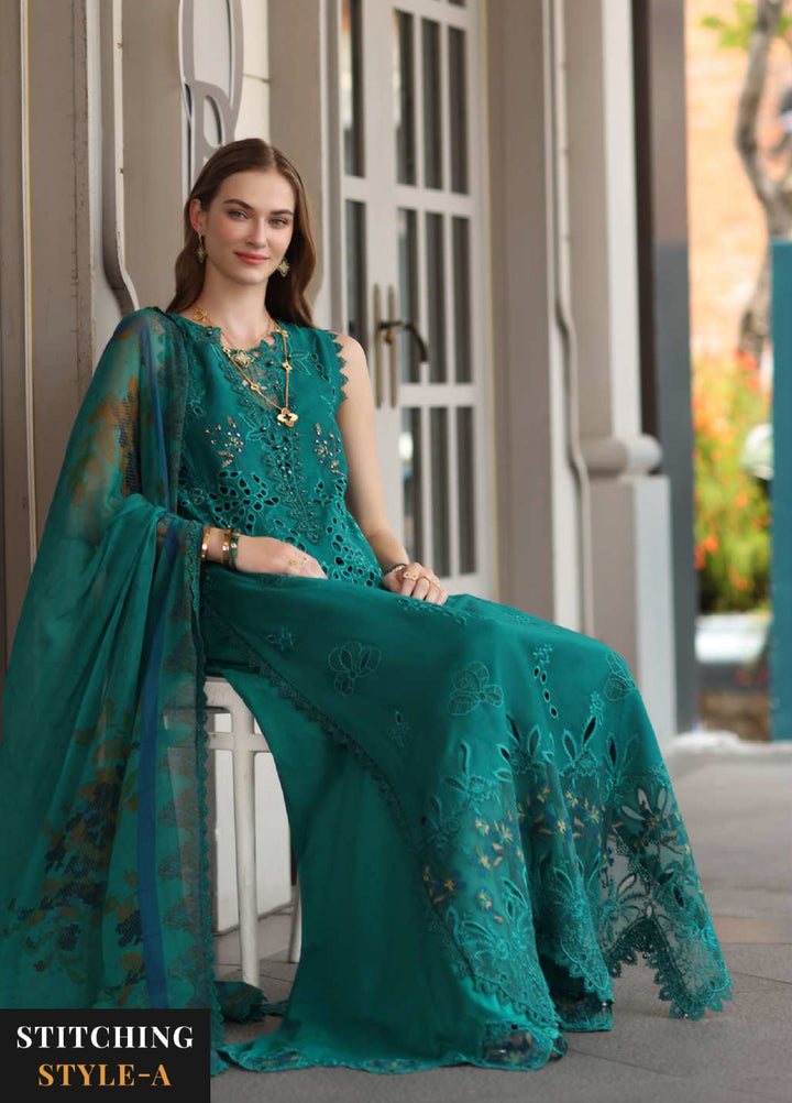 Noor Luxe by Saadia Asad Unstitched Chikankari Embroidered Lawn 3 Piece Suit SA26UNL D-1 TEALINE - Summer Collection