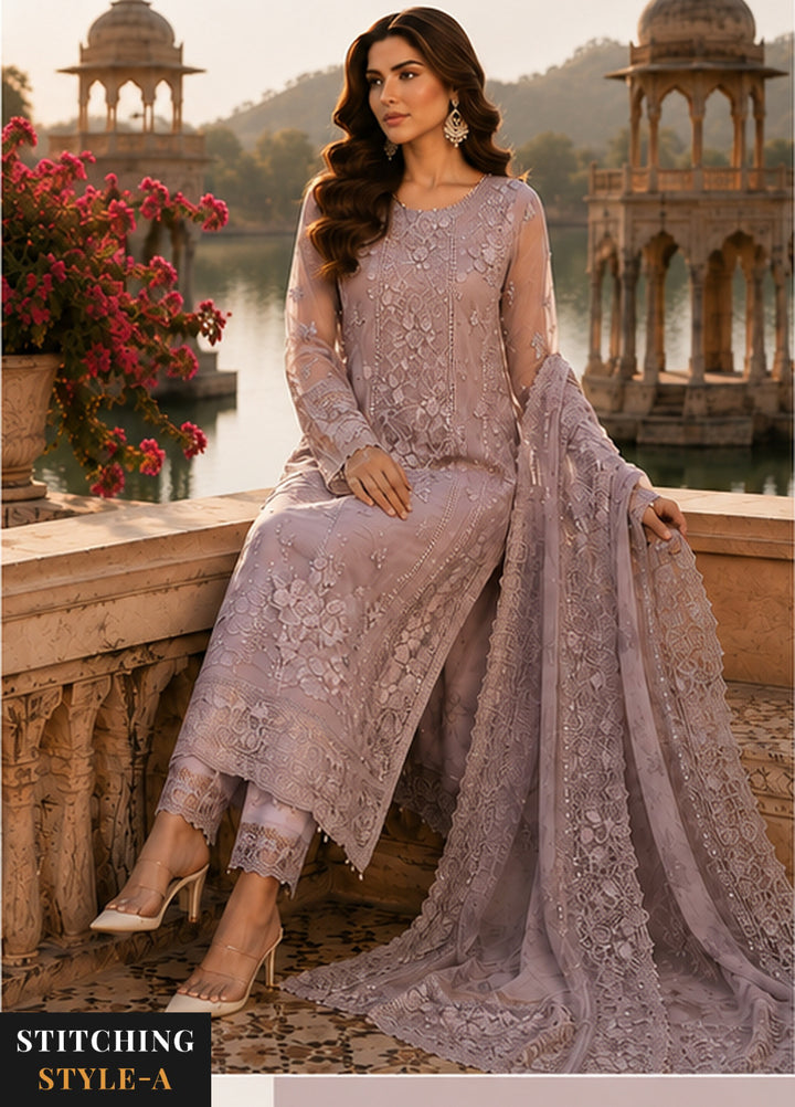 Nooriyah by Saadia Asad Unstitched Embroidered Chiffon 3 Piece Suit SA26UEN D6 - Wedding Collection