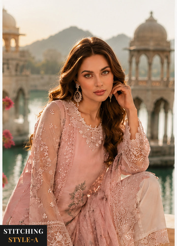 Nooriyah by Saadia Asad Unstitched Embroidered Chiffon 3 Piece Suit SA26UEN D2 - Wedding Collection