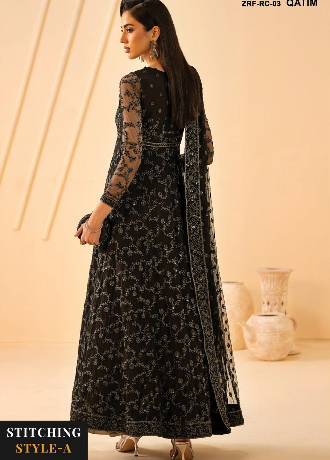 Riwayat by Zarif Unstitched Embroidered Net 3 Piece Suit ZR26URN ZRF-RC-03 QATIM - Festive Collection