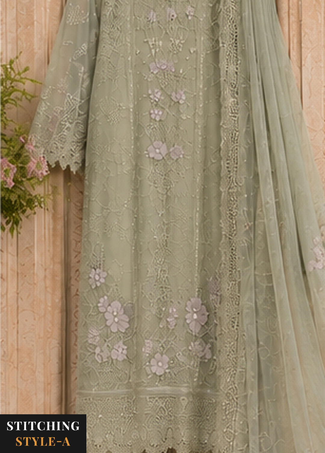 Nooriyah by Saadia Asad Unstitched Embroidered Chiffon 3 Piece Suit SA26UEN D1 - Wedding Collection