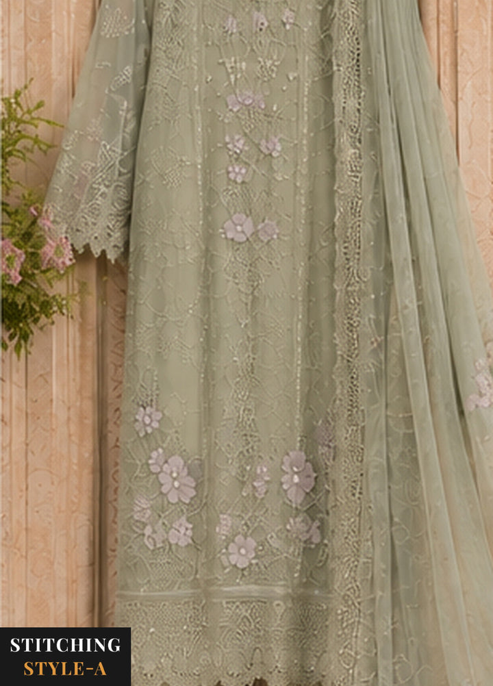 Nooriyah by Saadia Asad Unstitched Embroidered Chiffon 3 Piece Suit SA26UEN D1 - Wedding Collection