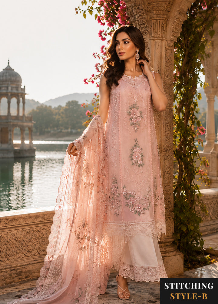 Nooriyah by Saadia Asad Unstitched Embroidered Chiffon 3 Piece Suit SA26UEN D2 - Wedding Collection