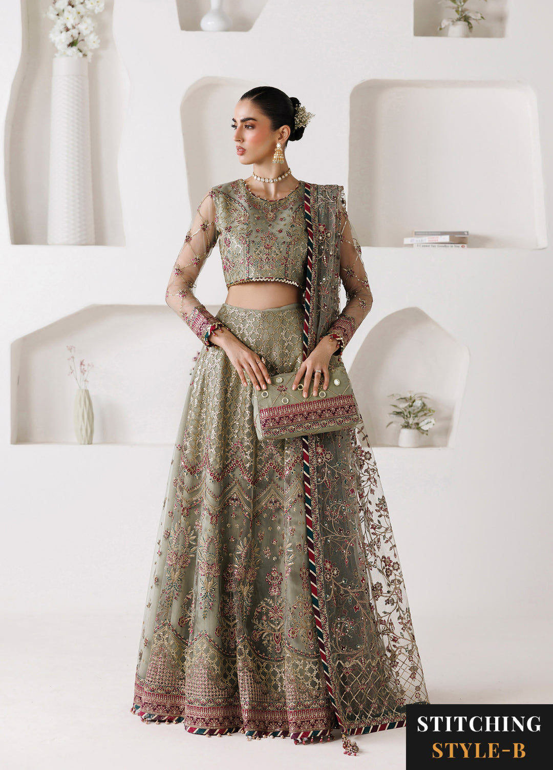 La Ruhe By Alizeh Fashion Unstitched Embroidered Net 3 Piece Suit AF26URW AF-CH-2268-GRACE - Wedding Collection