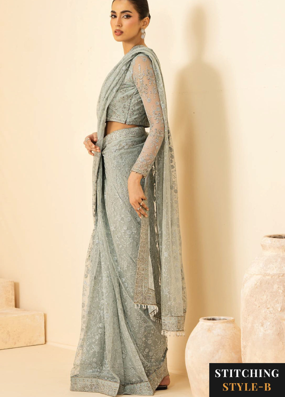 Riwayat by Zarif Unstitched Embroidered Net 3 Piece Suit ZR26URN ZRF-RC-06 MINTARA - Festive Collection