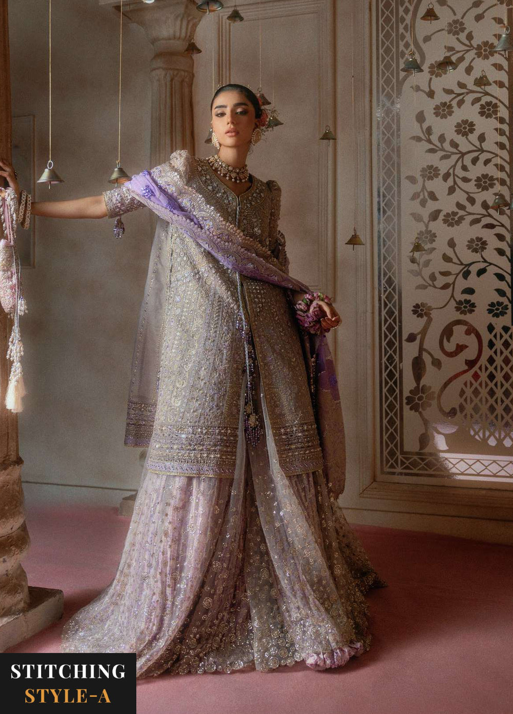 Aik Atelier Unstitched Embroidered Khaadi Net 3 Piece Suit AIK26UAAW B2609 - Wedding Collection
