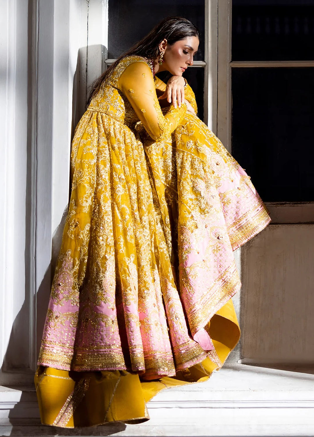 Jahan by Erum Khan Embroidered Net Suits Unstitched 3 Piece EK25V4 Sunberry - Formals Collection