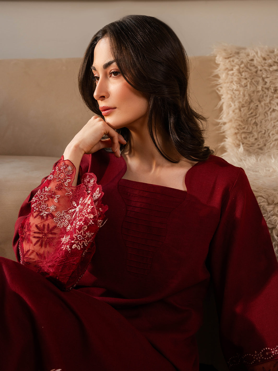 Izel Women Pret Embroidered Karandi 2 Piece Suit Sundust - Summer Collection