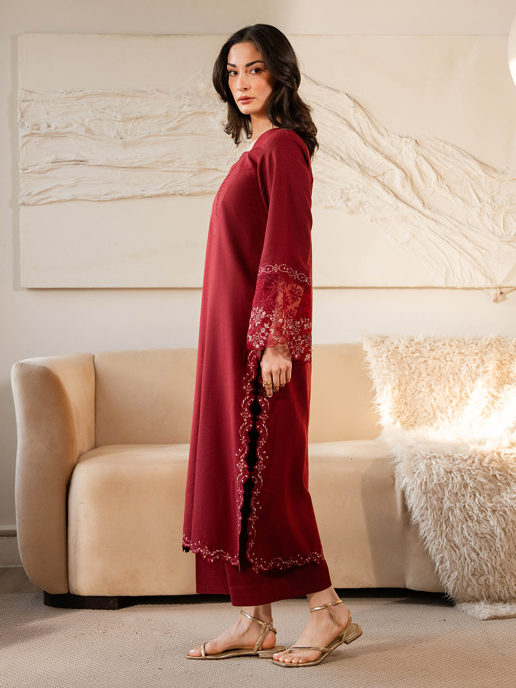 Izel Women Pret Embroidered Karandi 2 Piece Suit Sundust - Summer Collection