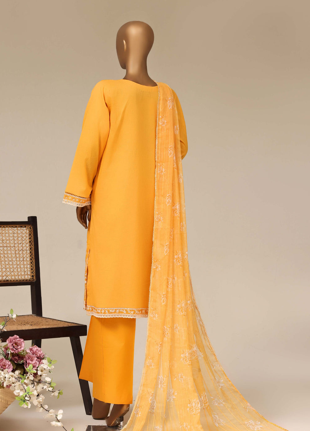 HZ Textiles RTW Chikankari Lawn 3 Piece Suit HZ26PCL SUNFLOWER SBE-3P-078 - Casual Collection