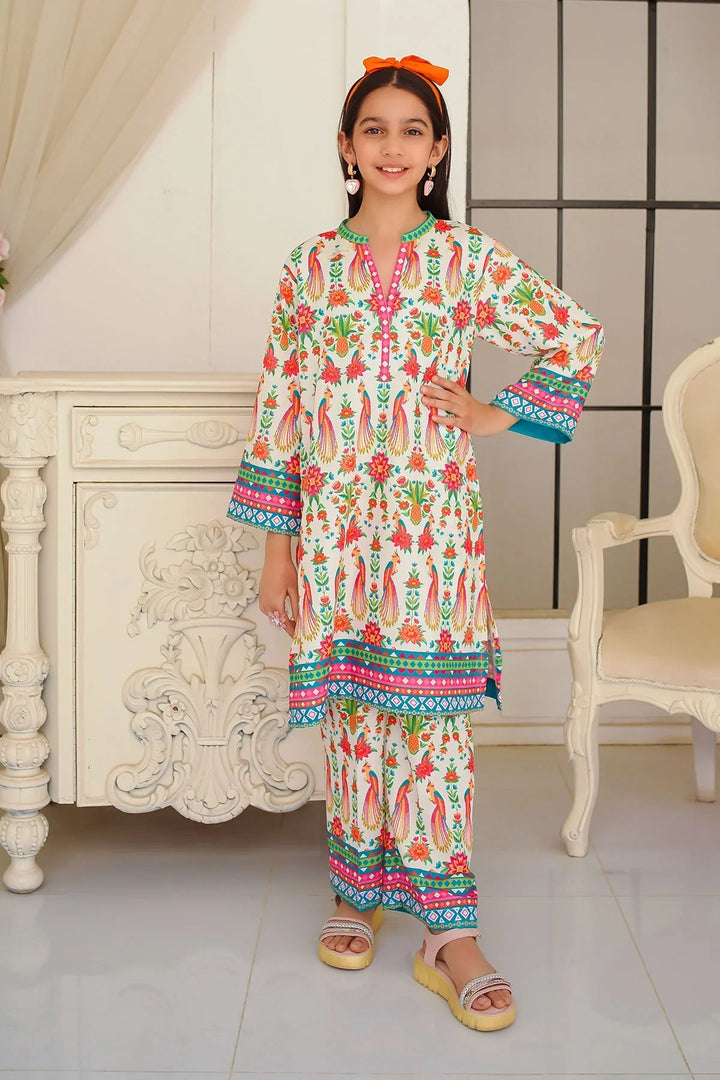 Ochre Girls Pret Printed Swiss Lawn 2 Piece Suit COR-133 - Summer Collection