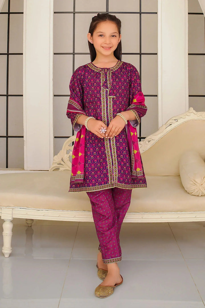 Ochre Girls Pret Printed Swiss Lawn 3 Piece Suit INDP-30 - Summer Collection