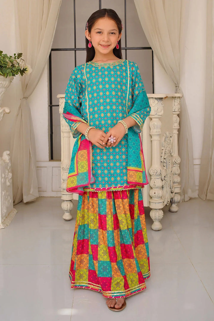 Ochre Girls Pret Printed Swiss Lawn 3 Piece Suit INDP-32 - Summer Collection