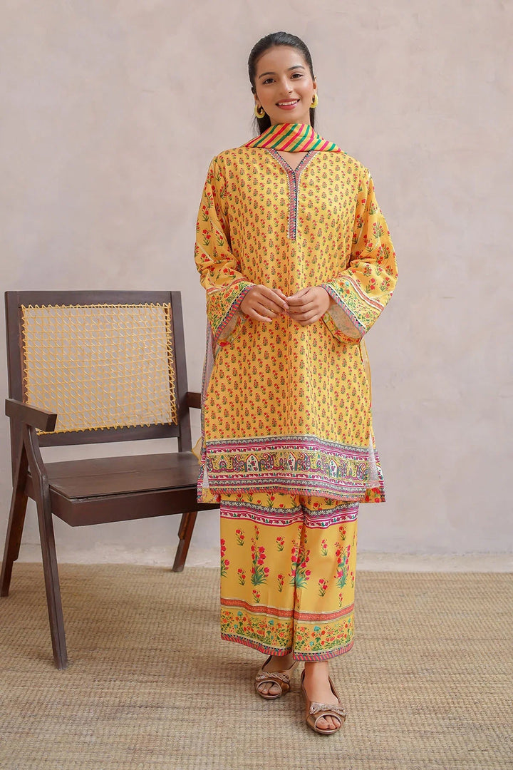 Ochre Girls Pret Printed Swiss Lawn 3 Piece Suit CORF-11 - Summer Collection