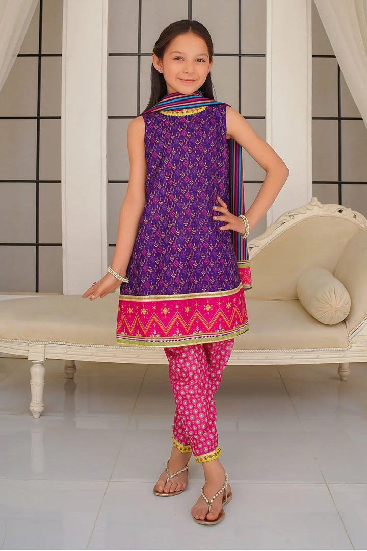 Ochre Girls Pret Printed Swiss Lawn 3 Piece Suit INDP-34 - Summer Collection