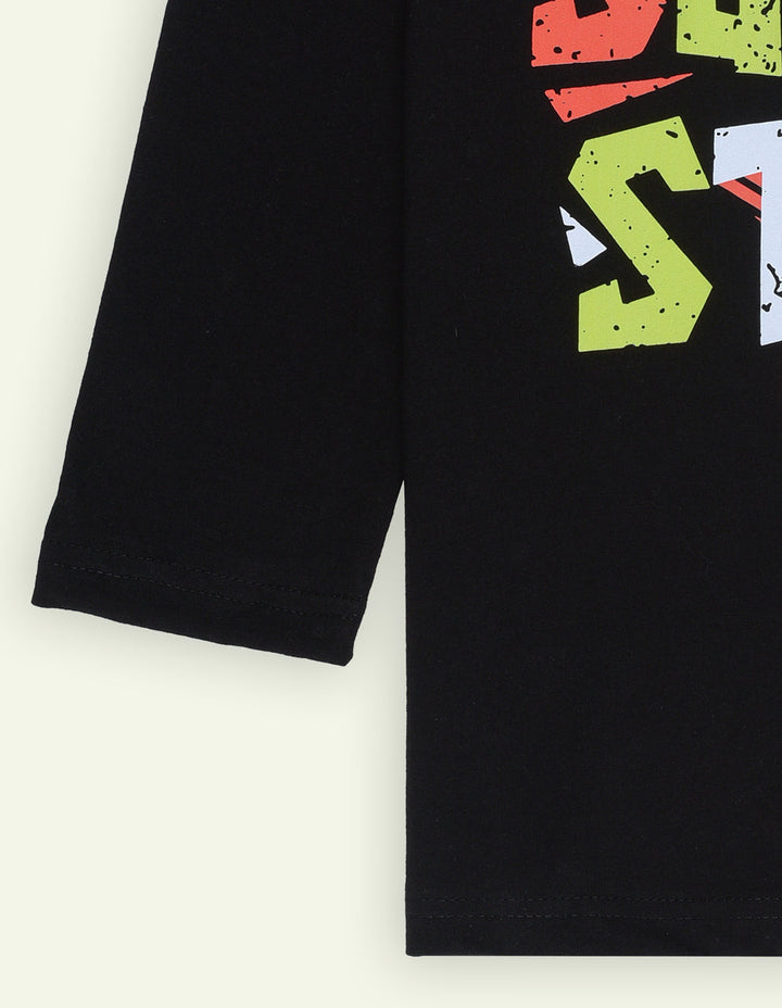 Ixample Kids Pret 1 Piece Printed Black Superstar Long Sleeve Tee - Winter Collection