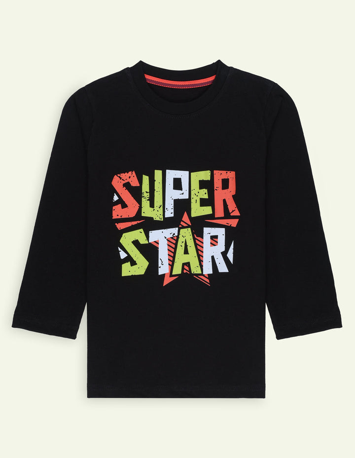 Ixample Kids Pret 1 Piece Printed Black Superstar Long Sleeve Tee - Winter Collection