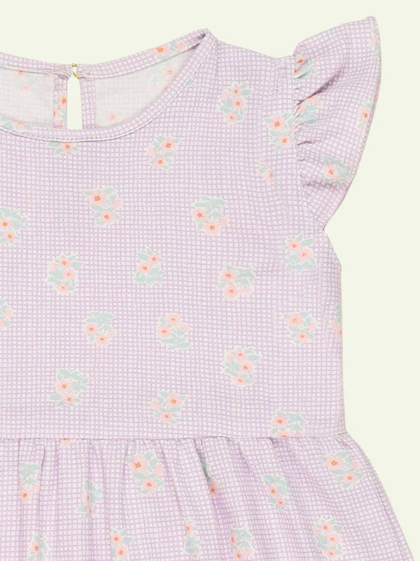 Purple Floral Cotton Dress