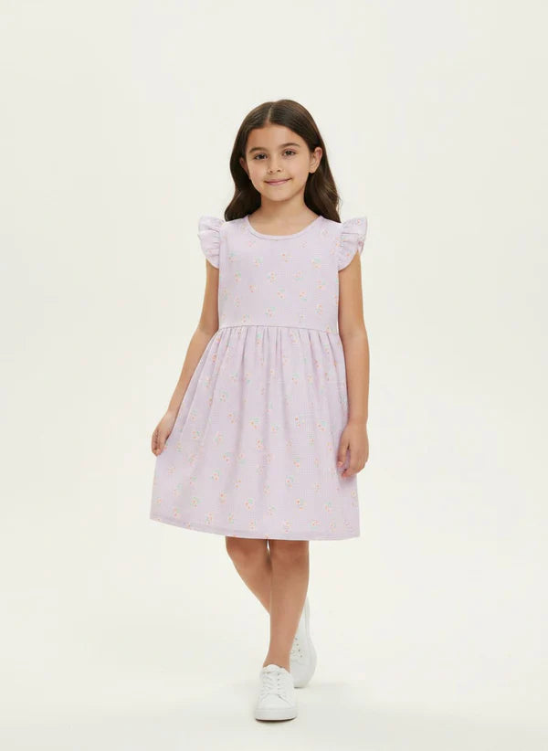 Purple Floral Cotton Dress