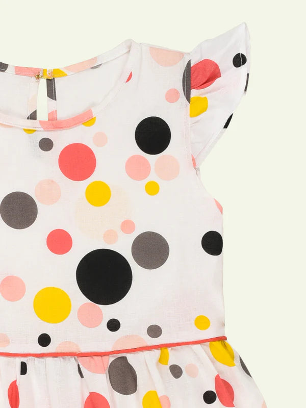 White Multi Colored Polka Dot Dress