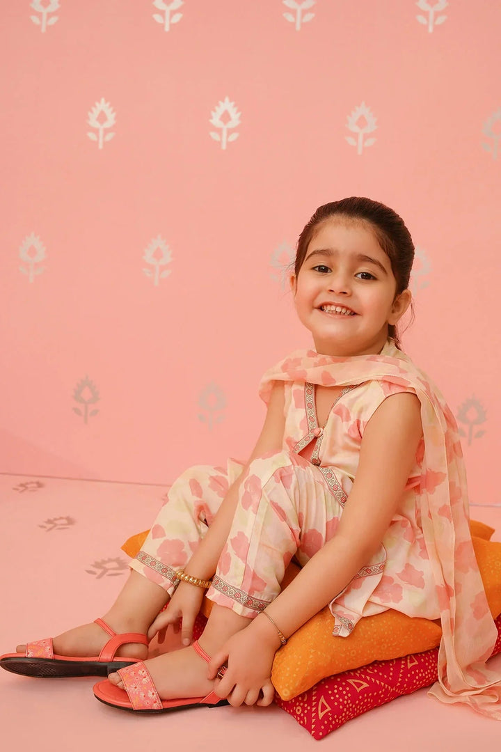 Ochre RTW Printed Girls 3 Piece Cotton Silk INDP-03 - Winter Collection