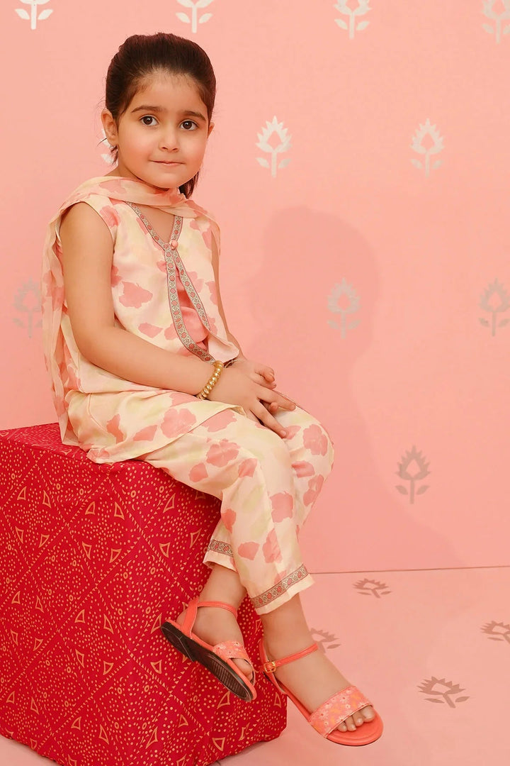 Ochre RTW Printed Girls 3 Piece Cotton Silk INDP-03 - Winter Collection