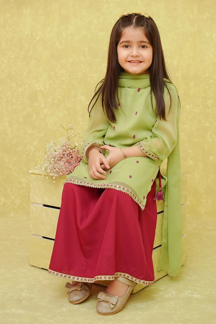 Ochre RTW Embroidered Girls 3 Piece Chiffon  INCF-05 - Summer Collection