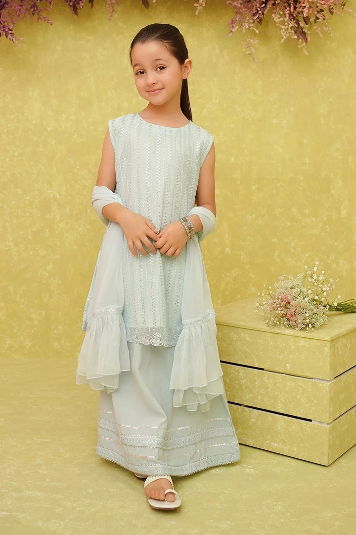 Ochre RTW Embroidered Girls 3 Piece Chiffon  INCF-03 - Summer Collection