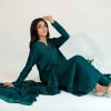 Textile Lime Pret Embroidered Raw Silk 3 Piece Suit Elvan