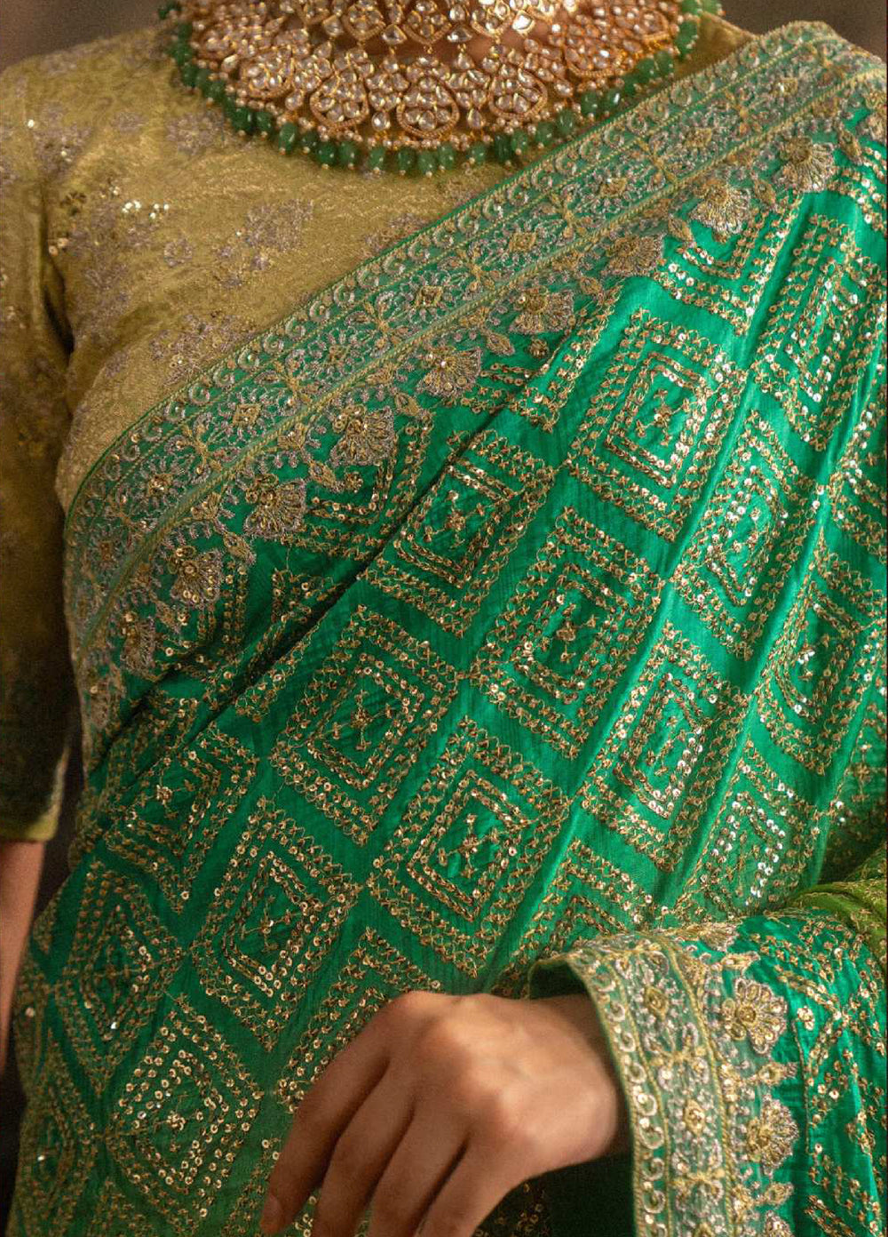 The Sari Edit by Aik Atelier Unstitched Silk Luxury Embroidered Saree AIK25SE Look-07 - Formals Collection