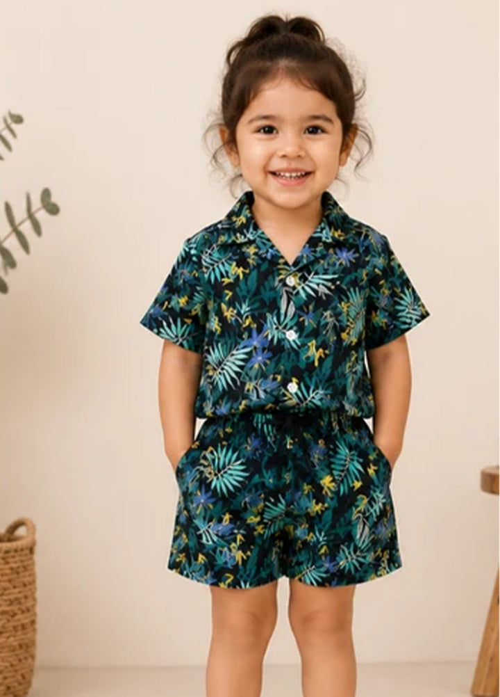 BabyCo Kids RTW Printed Cotton Co-Ord Sets Suit Bora Bora Tropical Resort Unisex - Casual Collection