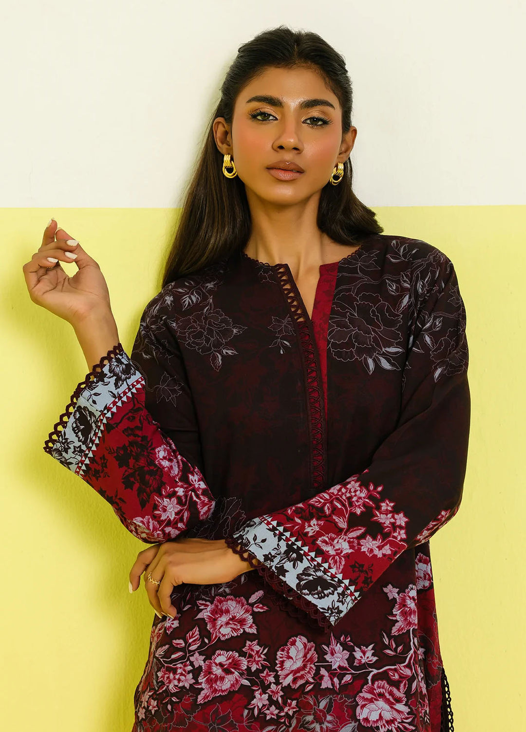 Elara by Sahar Embroidered Marina Twill Suits Unstitched 2 Piece SHR25EP Twilight Bliss - Winter Collection