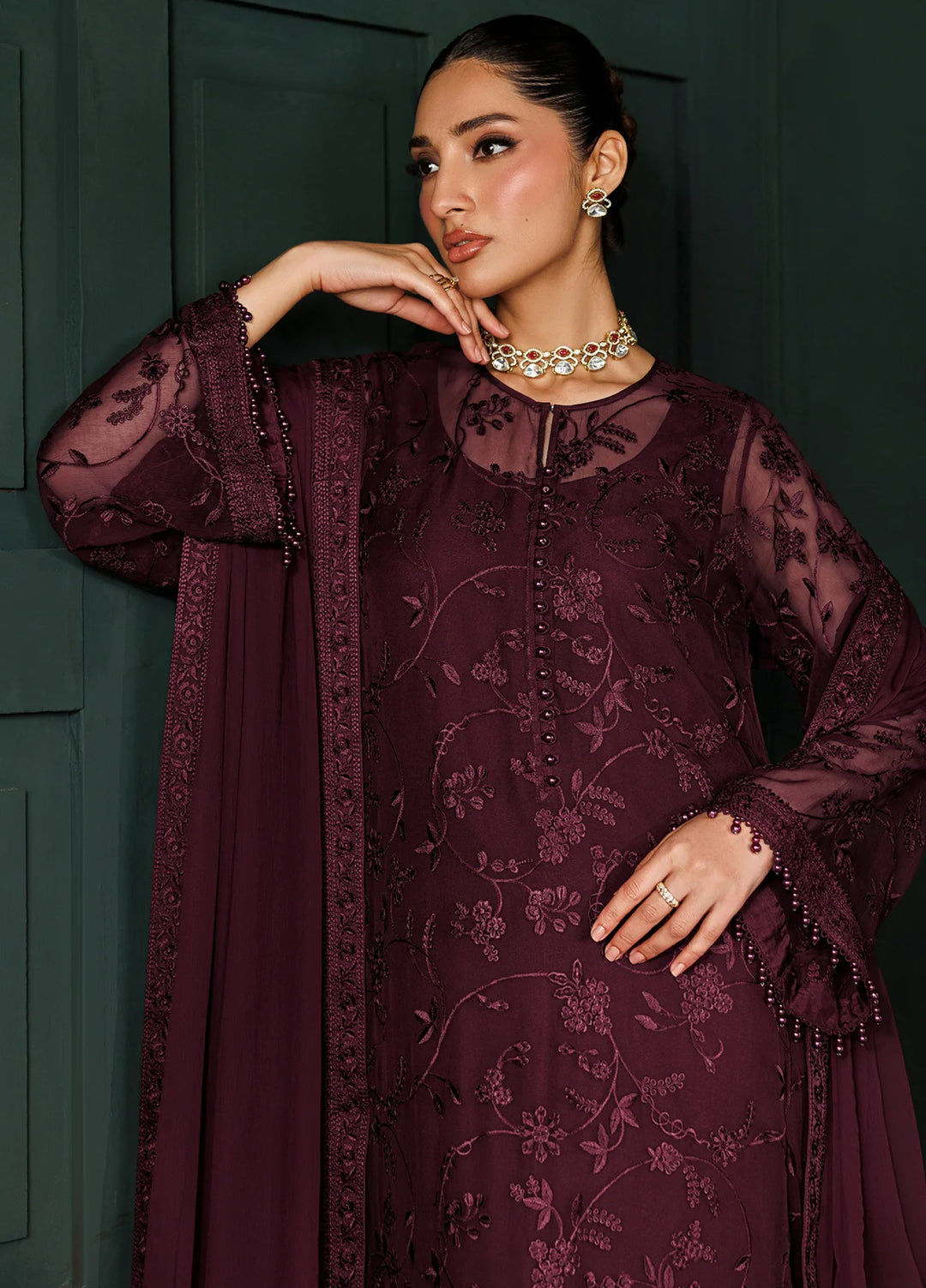 Chantelle by Baroque Unstitched Embroidered Chiffon 3 Piece Suit UF-4436 - Festive Collection
