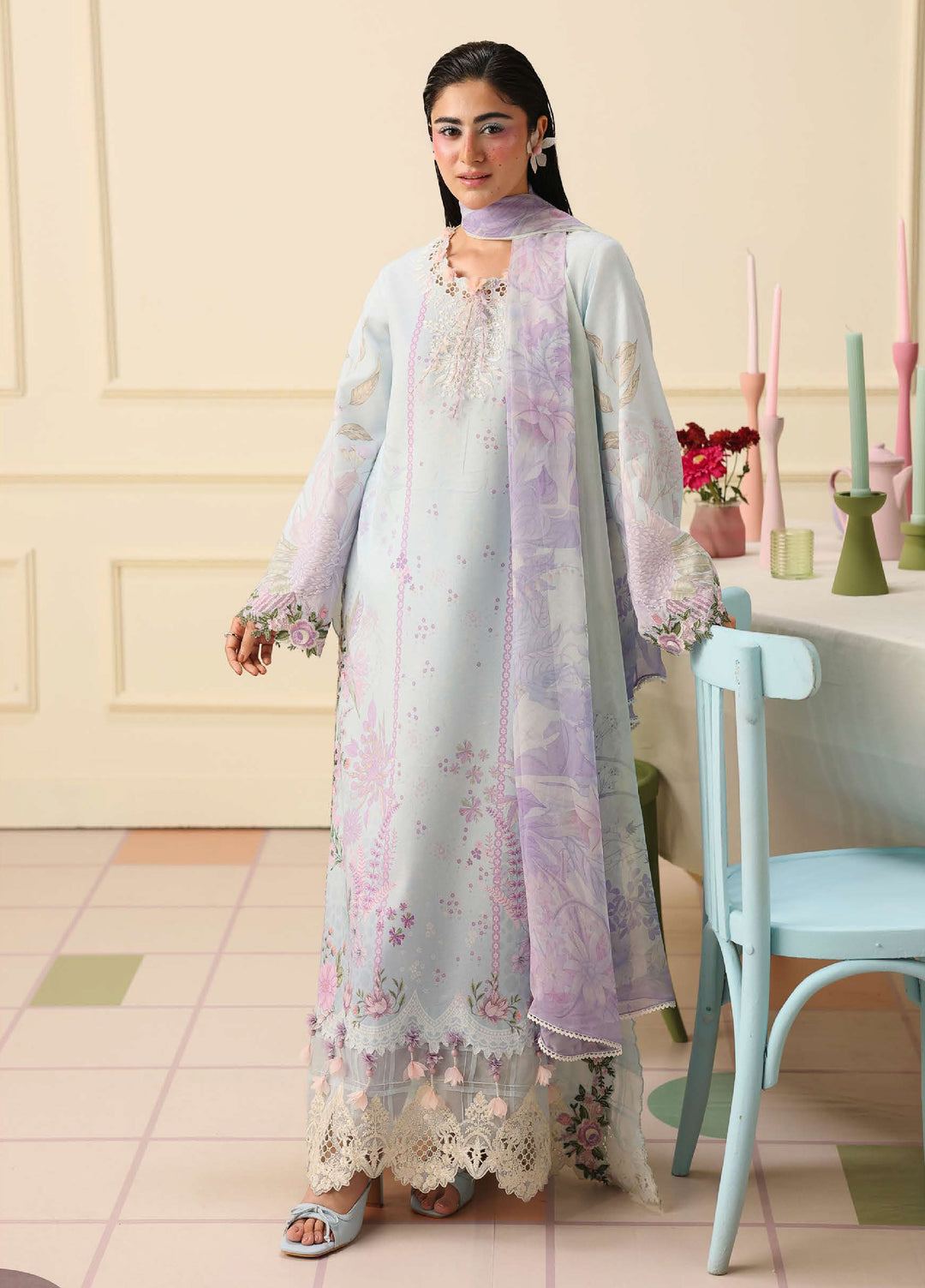 Soleil Hemline by Mushq Unstitched Printed Lawn 3 Piece Suit MU26USL Sugar Bloom HUNSS260309 - Festive Collection