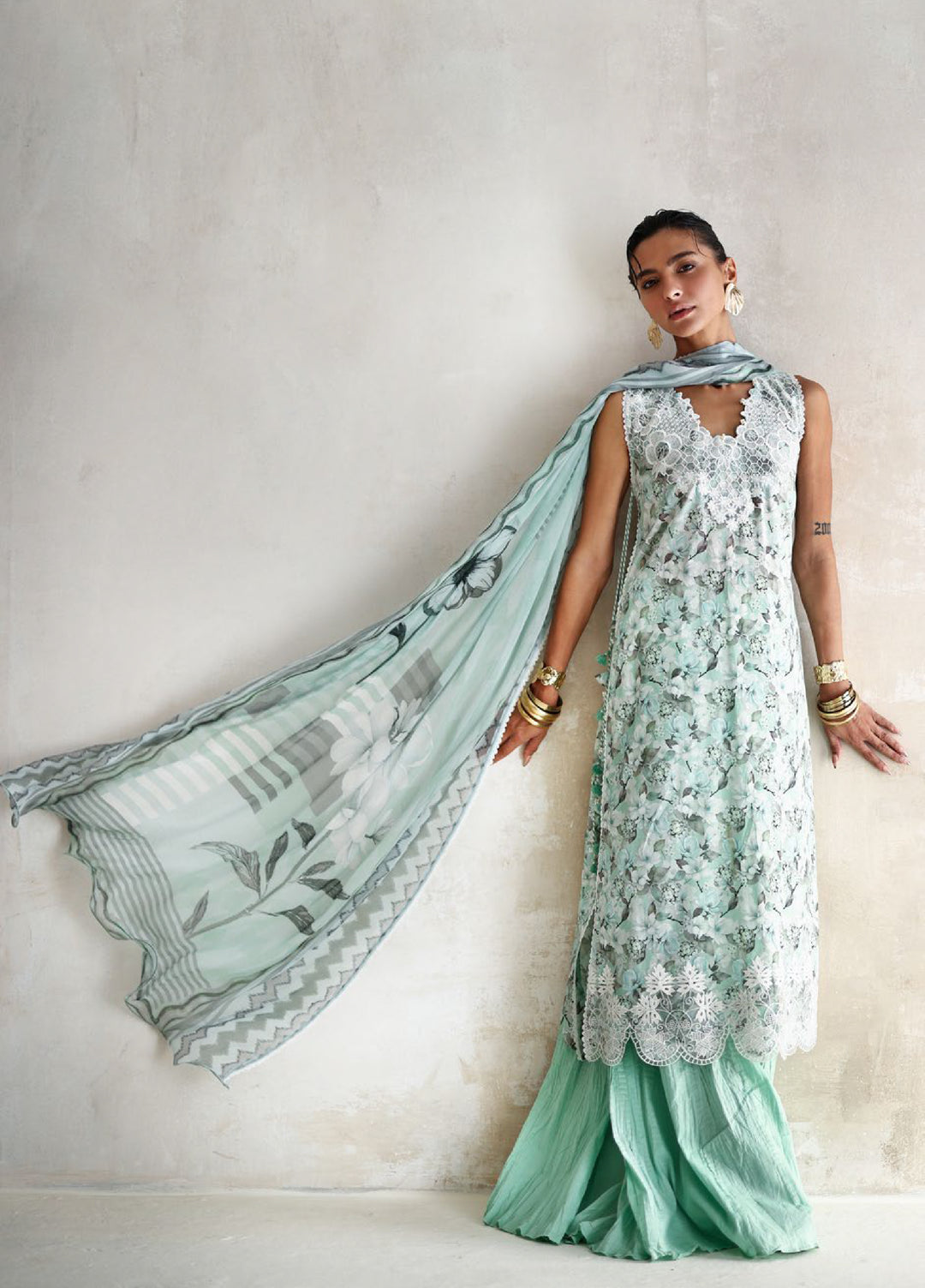 The Luxe by Gul Ahmed Unstitched Embroidered Lawn 3 Piece Suit GA26ULL Azure Jade BM 62069 - Casual Collection