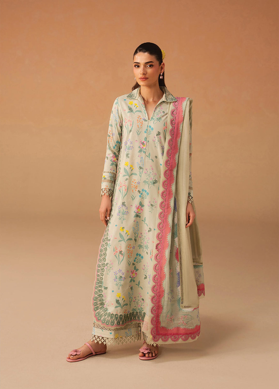 Haze A Prints by Afrozeh Unstitched Printed Lawn 3 Piece Suit AF26UAP Sunlaced Green FWU-111 - Summer Collection