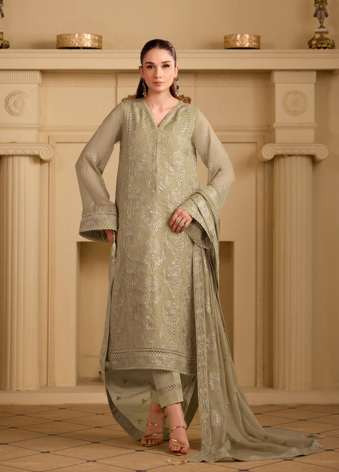 Alizeh Fashion Unstitched Embroidered Chiffon 3 Piece Suit AF26UCF AF-CH-2254-TASNIM - Festive Collection