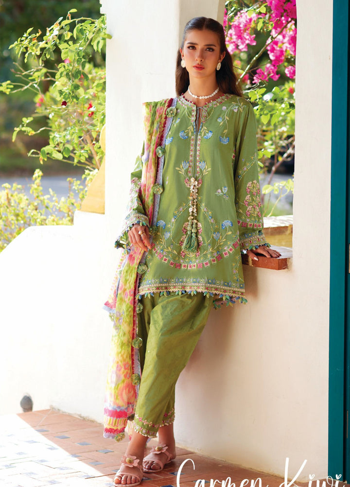 Farah Talib Aziz Unstitched Embroidered Lawn 3 Piece Suit FTA26UL FTA-09 CARMEN KIWI - Summer