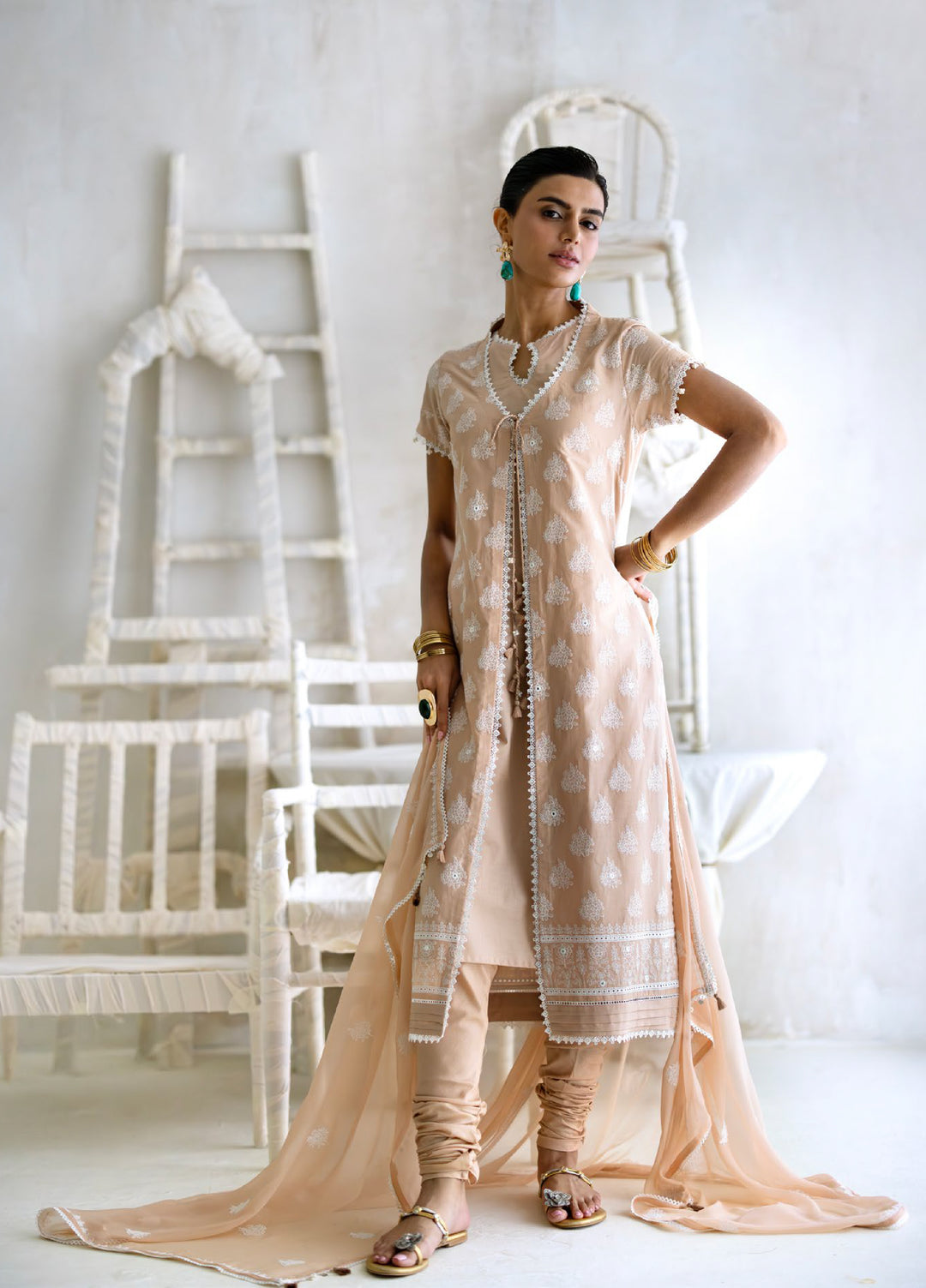 The Luxe by Gul Ahmed Unstitched Embroidered Lawn 3 Piece Suit GA26ULL Apricot Orchid PM 62082 - Casual Collection