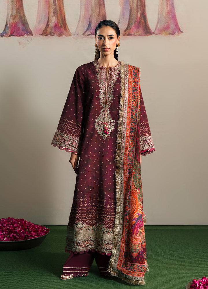 Shagun by Neeshay Unstitched Raw Silk Embroidered Suits 3 Piece NSH25SF MAHVEEN - Festive Collection