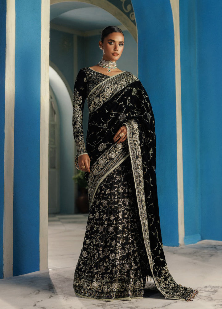 AIK Udaipur Velvet Unstitched Luxury Embroidered Saree AIK25 D-04 - Formals Collection