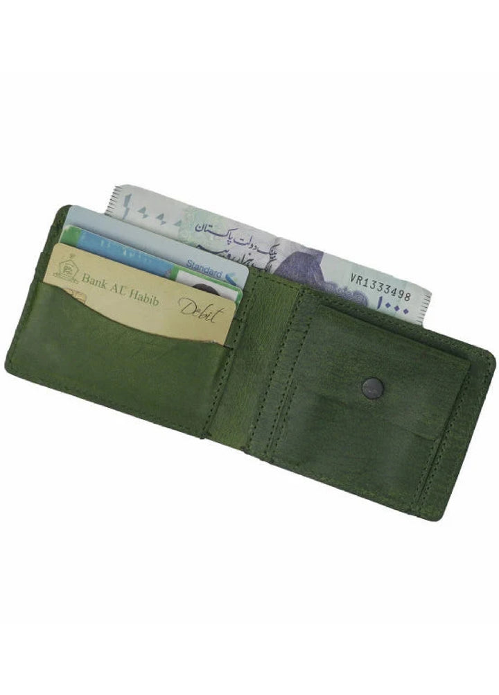 Vintage by Jild Mens Genuine Vintage Leather Wallet-OLIVE GREEN - Wallets Collection