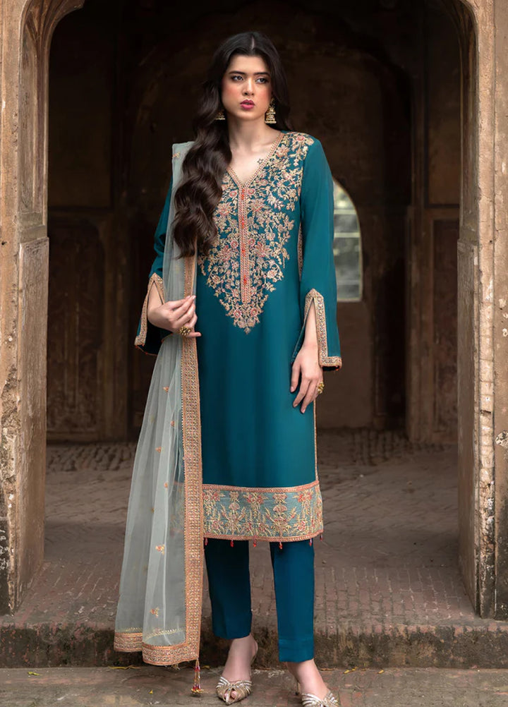 Zaria by Meeral Pret Embroidered Raw Silk 3 Piece Luxe - Festive Collection